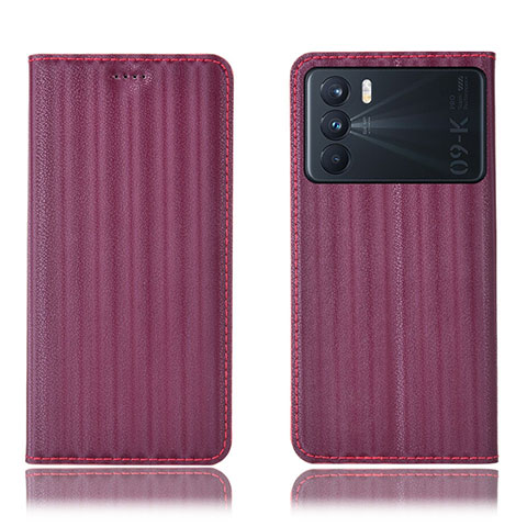 Custodia Portafoglio In Pelle Cover con Supporto H23P per Oppo K9 Pro 5G Rosso Rosa