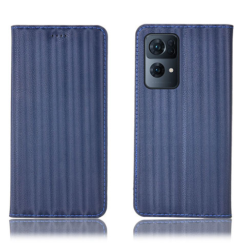 Custodia Portafoglio In Pelle Cover con Supporto H23P per Oppo Reno7 Pro 5G Blu