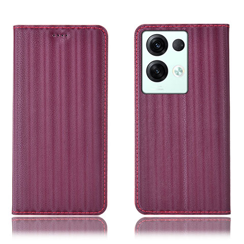 Custodia Portafoglio In Pelle Cover con Supporto H23P per Oppo Reno9 Pro+ Plus 5G Rosso Rosa