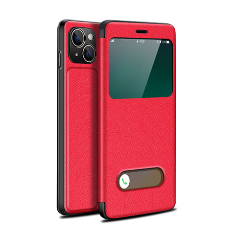 Custodia Portafoglio In Pelle Cover con Supporto H24 per Apple iPhone 13 Rosso