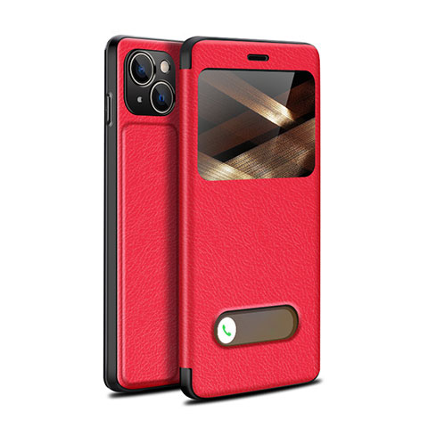 Custodia Portafoglio In Pelle Cover con Supporto H24 per Apple iPhone 15 Rosso