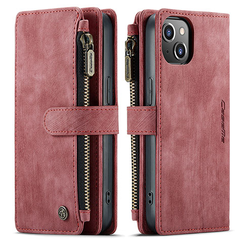 Custodia Portafoglio In Pelle Cover con Supporto H28 per Apple iPhone 13 Rosso