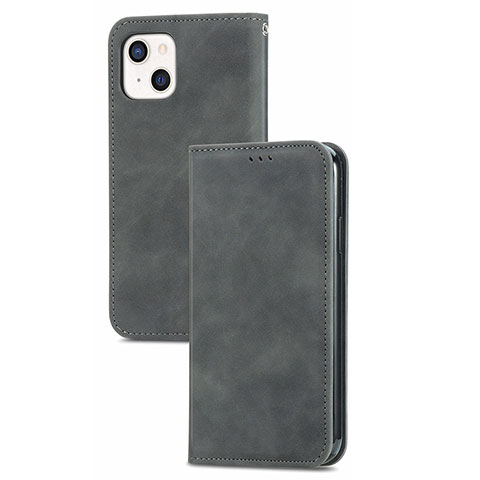 Custodia Portafoglio In Pelle Cover con Supporto H30 per Apple iPhone 15 Plus Grigio Scuro