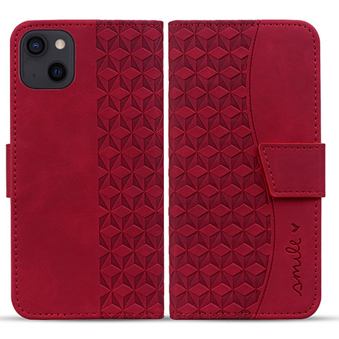 Custodia Portafoglio In Pelle Cover con Supporto HF1 per Apple iPhone 14 Rosso