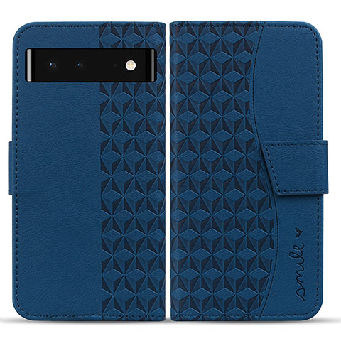 Custodia Portafoglio In Pelle Cover con Supporto HF1 per Google Pixel 6 5G Blu