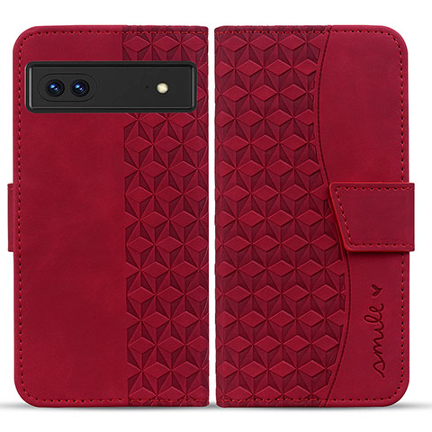 Custodia Portafoglio In Pelle Cover con Supporto HF1 per Google Pixel 7 5G Rosso