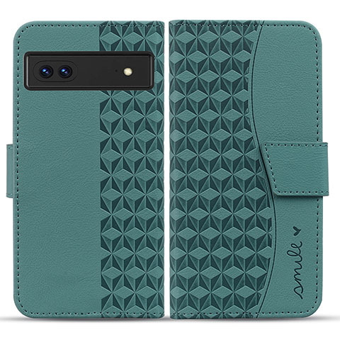 Custodia Portafoglio In Pelle Cover con Supporto HF1 per Google Pixel 7 5G Verde