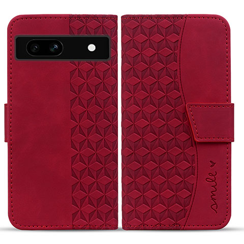 Custodia Portafoglio In Pelle Cover con Supporto HF1 per Google Pixel 7a 5G Rosso