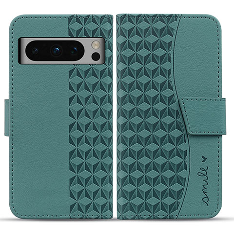 Custodia Portafoglio In Pelle Cover con Supporto HF1 per Google Pixel 8 Pro 5G Verde