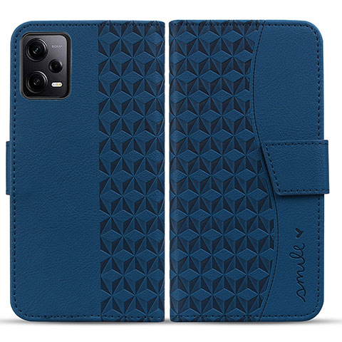 Custodia Portafoglio In Pelle Cover con Supporto HF1 per Xiaomi Redmi Note 12 Explorer Blu