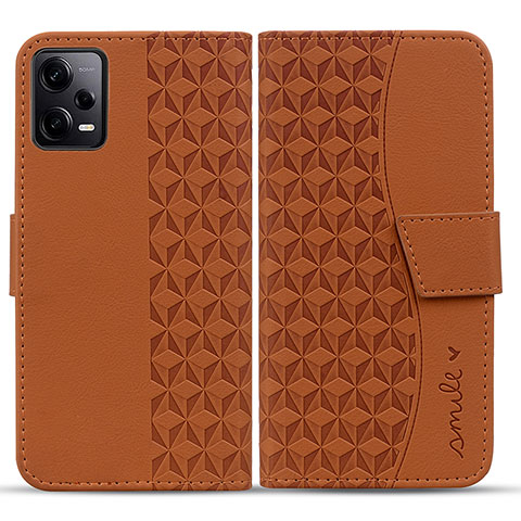 Custodia Portafoglio In Pelle Cover con Supporto HF1 per Xiaomi Redmi Note 12 Explorer Marrone