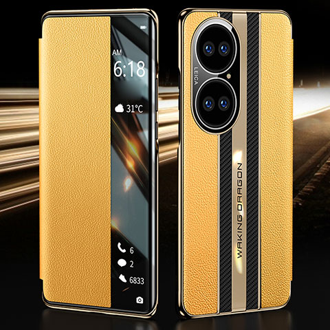 Custodia Portafoglio In Pelle Cover con Supporto JB1 per Huawei P50e Giallo