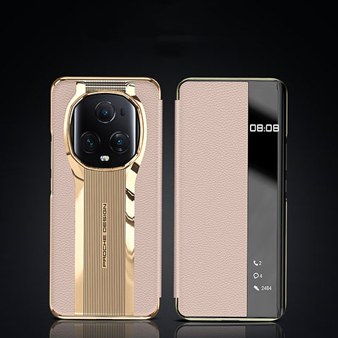 Custodia Portafoglio In Pelle Cover con Supporto JB2 per Huawei Honor Magic5 Ultimate 5G Oro