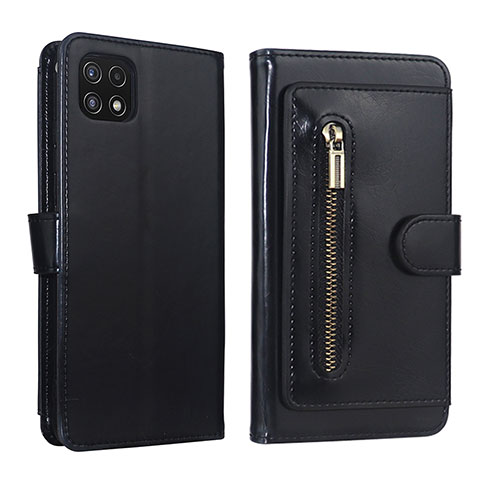 Custodia Portafoglio In Pelle Cover con Supporto JDK per Samsung Galaxy A22 5G Nero