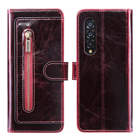 Custodia Portafoglio In Pelle Cover con Supporto JDK per Samsung Galaxy Z Fold3 5G Rosso