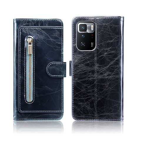 Custodia Portafoglio In Pelle Cover con Supporto JDK per Xiaomi Redmi Note 10 Pro 5G Blu