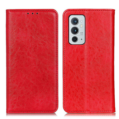 Custodia Portafoglio In Pelle Cover con Supporto K01Z per OnePlus 9RT 5G Rosso