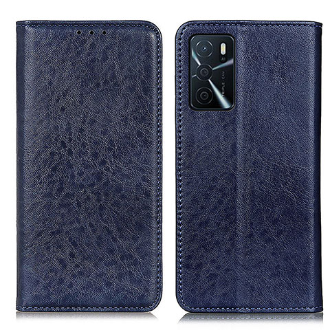 Custodia Portafoglio In Pelle Cover con Supporto K01Z per Oppo A16s Blu