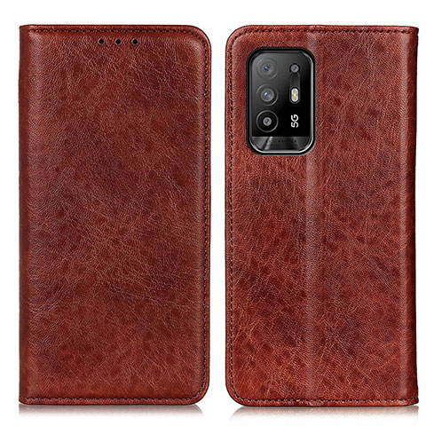 Custodia Portafoglio In Pelle Cover con Supporto K01Z per Oppo Reno5 Z 5G Marrone