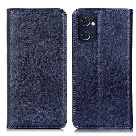 Custodia Portafoglio In Pelle Cover con Supporto K01Z per Oppo Reno7 5G Blu