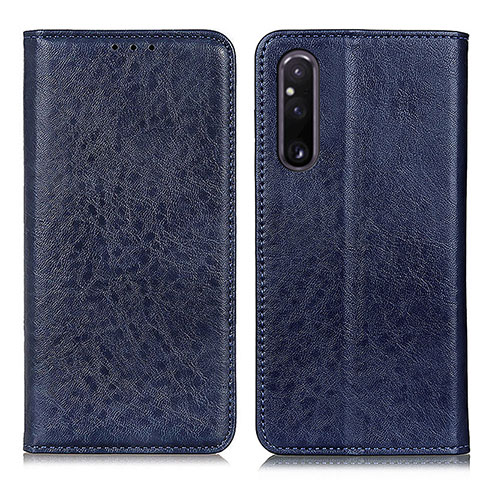 Custodia Portafoglio In Pelle Cover con Supporto K01Z per Sony Xperia 1 V Blu