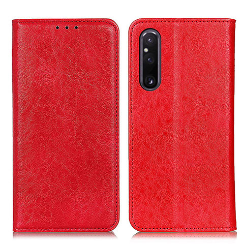 Custodia Portafoglio In Pelle Cover con Supporto K01Z per Sony Xperia 1 V Rosso