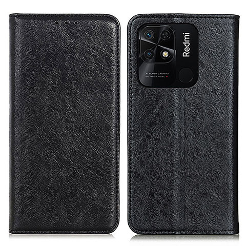 Custodia Portafoglio In Pelle Cover con Supporto K01Z per Xiaomi Redmi 10 Power Nero