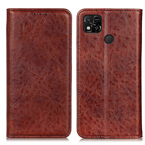 Custodia Portafoglio In Pelle Cover con Supporto K01Z per Xiaomi Redmi 9C NFC Marrone