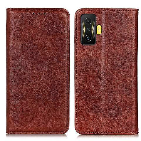 Custodia Portafoglio In Pelle Cover con Supporto K01Z per Xiaomi Redmi K50 Gaming 5G Marrone