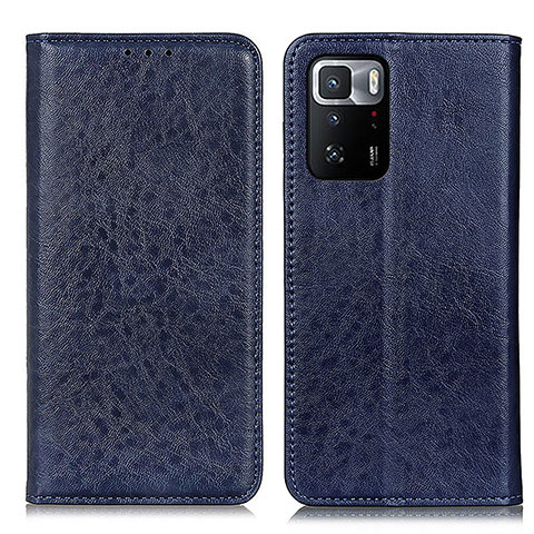 Custodia Portafoglio In Pelle Cover con Supporto K01Z per Xiaomi Redmi Note 10 Pro 5G Blu