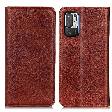 Custodia Portafoglio In Pelle Cover con Supporto K01Z per Xiaomi Redmi Note 10T 5G Marrone