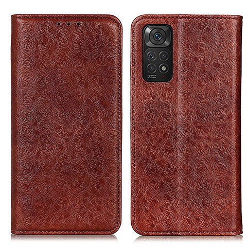 Custodia Portafoglio In Pelle Cover con Supporto K01Z per Xiaomi Redmi Note 11 4G (2022) Marrone