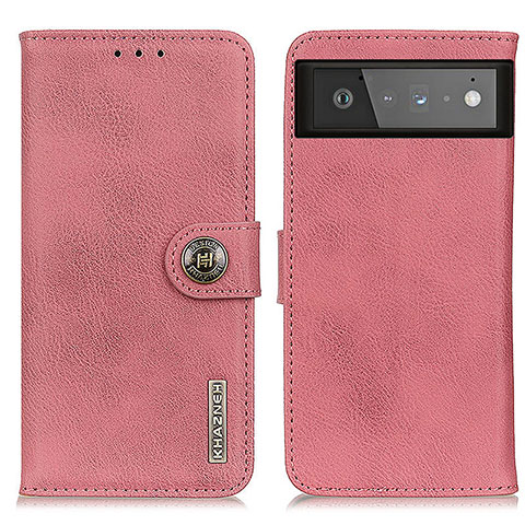 Custodia Portafoglio In Pelle Cover con Supporto K02Z per Google Pixel 6 5G Rosa