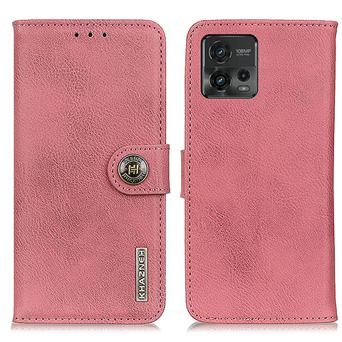 Custodia Portafoglio In Pelle Cover con Supporto K02Z per Motorola Moto G72 Rosa