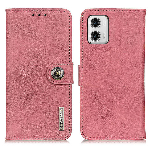 Custodia Portafoglio In Pelle Cover con Supporto K02Z per Motorola Moto G73 5G Rosa