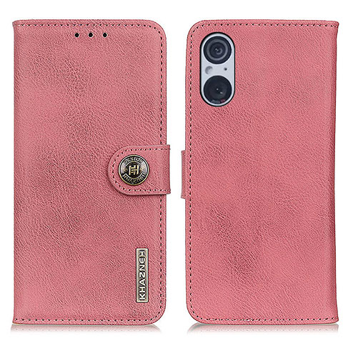 Custodia Portafoglio In Pelle Cover con Supporto K02Z per Sony Xperia 5 V Rosa