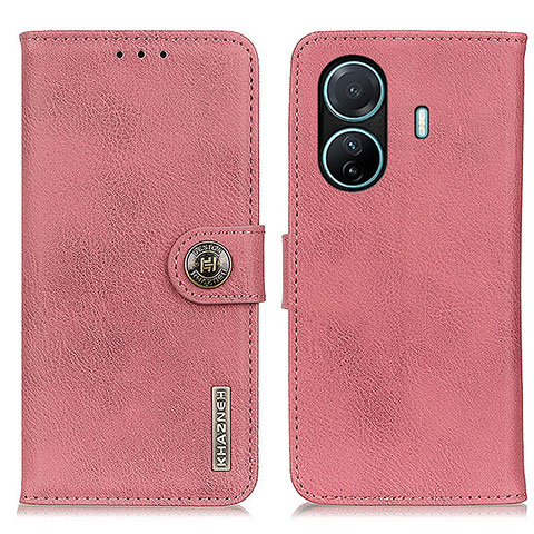 Custodia Portafoglio In Pelle Cover con Supporto K02Z per Vivo iQOO Z6 Pro 5G Rosa