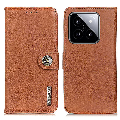 Custodia Portafoglio In Pelle Cover con Supporto K02Z per Xiaomi Mi 14 Pro 5G Marrone