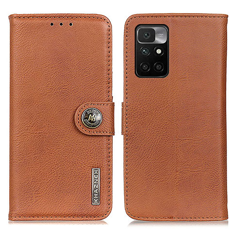 Custodia Portafoglio In Pelle Cover con Supporto K02Z per Xiaomi Redmi 10 4G Marrone