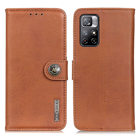 Custodia Portafoglio In Pelle Cover con Supporto K02Z per Xiaomi Redmi Note 11 5G Marrone