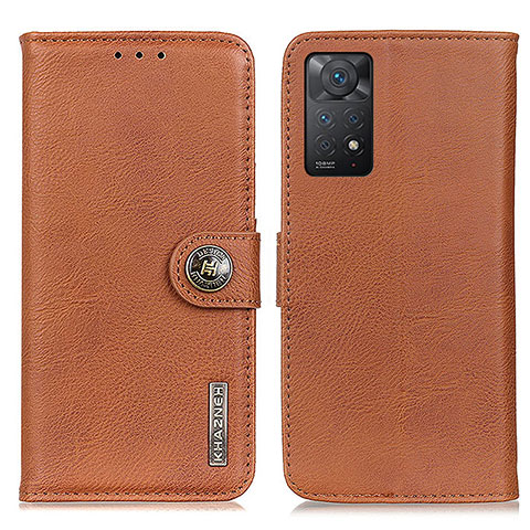 Custodia Portafoglio In Pelle Cover con Supporto K02Z per Xiaomi Redmi Note 11 Pro 5G Marrone