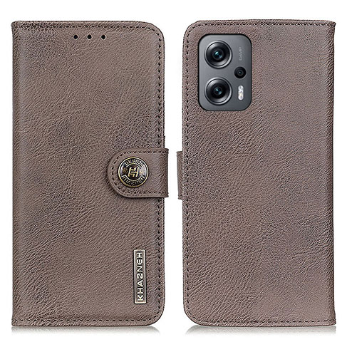 Custodia Portafoglio In Pelle Cover con Supporto K02Z per Xiaomi Redmi Note 12T Pro 5G Grigio