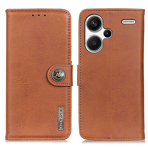 Custodia Portafoglio In Pelle Cover con Supporto K02Z per Xiaomi Redmi Note 13 Pro+ Plus 5G Marrone