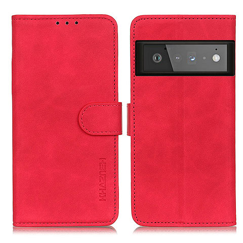 Custodia Portafoglio In Pelle Cover con Supporto K03Z per Google Pixel 6 Pro 5G Rosso