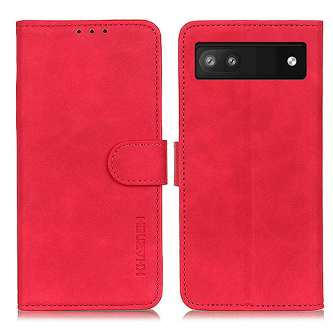 Custodia Portafoglio In Pelle Cover con Supporto K03Z per Google Pixel 7a 5G Rosso