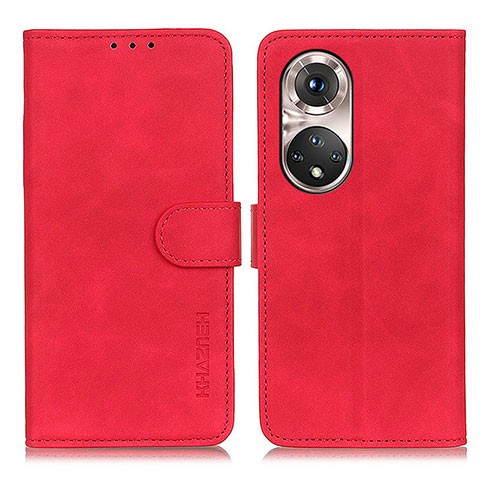 Custodia Portafoglio In Pelle Cover con Supporto K03Z per Huawei Honor 50 Pro 5G Rosso