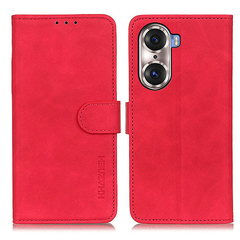 Custodia Portafoglio In Pelle Cover con Supporto K03Z per Huawei Honor 60 5G Rosso