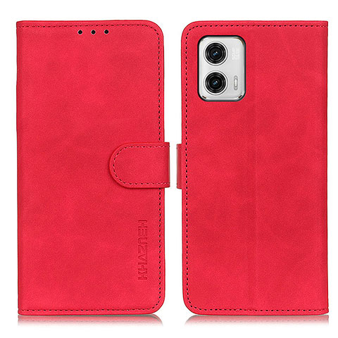 Custodia Portafoglio In Pelle Cover con Supporto K03Z per Motorola Moto G73 5G Rosso