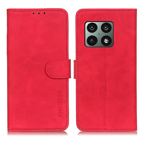 Custodia Portafoglio In Pelle Cover con Supporto K03Z per OnePlus 10 Pro 5G Rosso