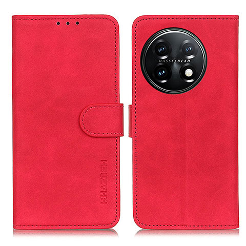 Custodia Portafoglio In Pelle Cover con Supporto K03Z per OnePlus 11 5G Rosso